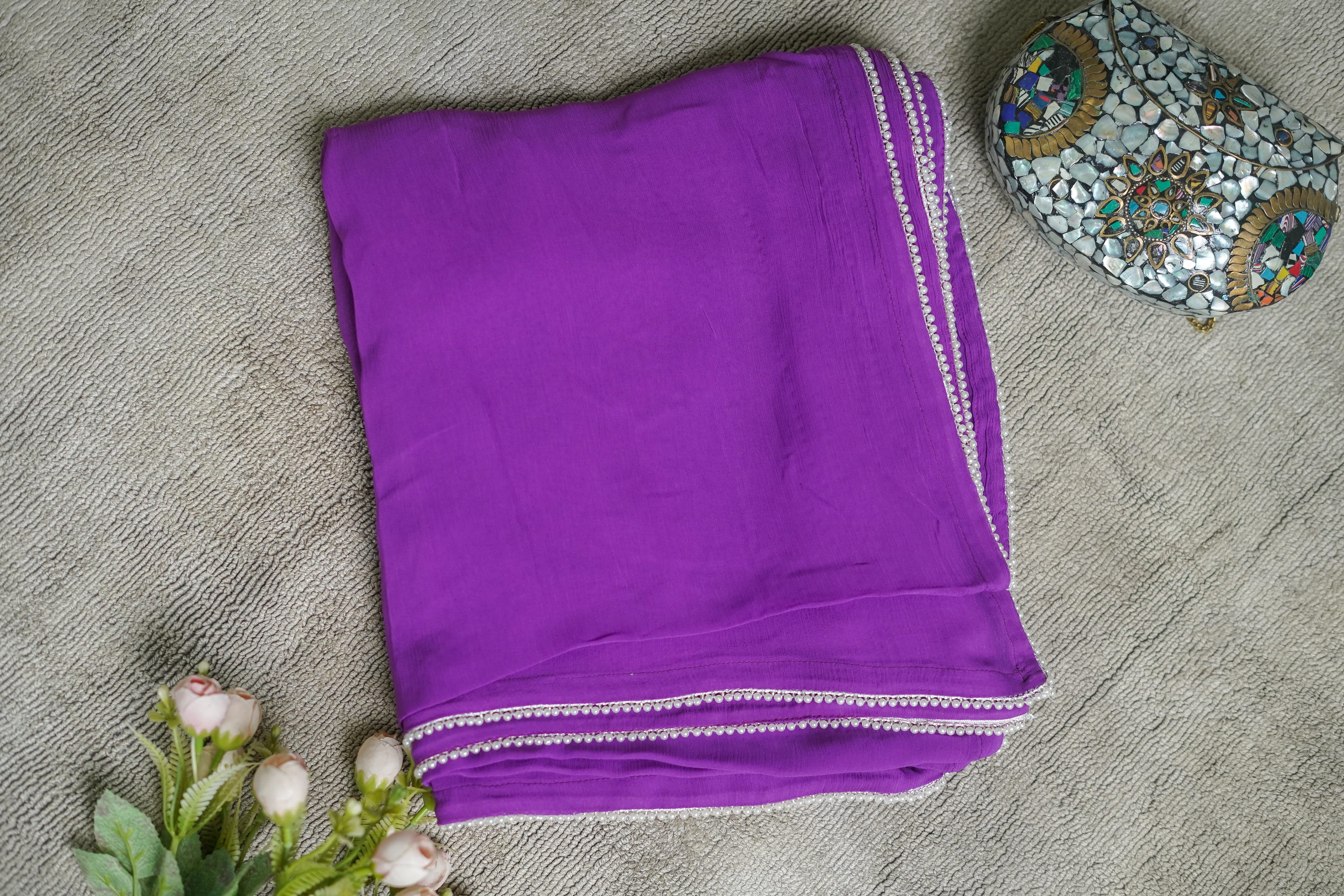 Noor Pearl Chiffon Saree Collection - Purple