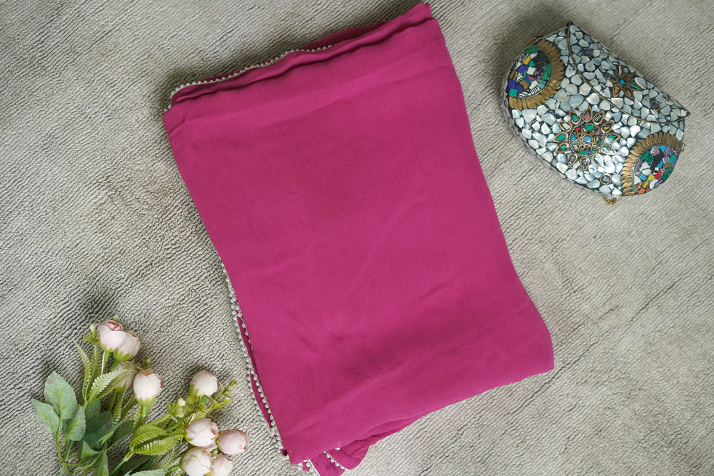 Noor Pearl Chiffon Saree Collection - Medium Pink