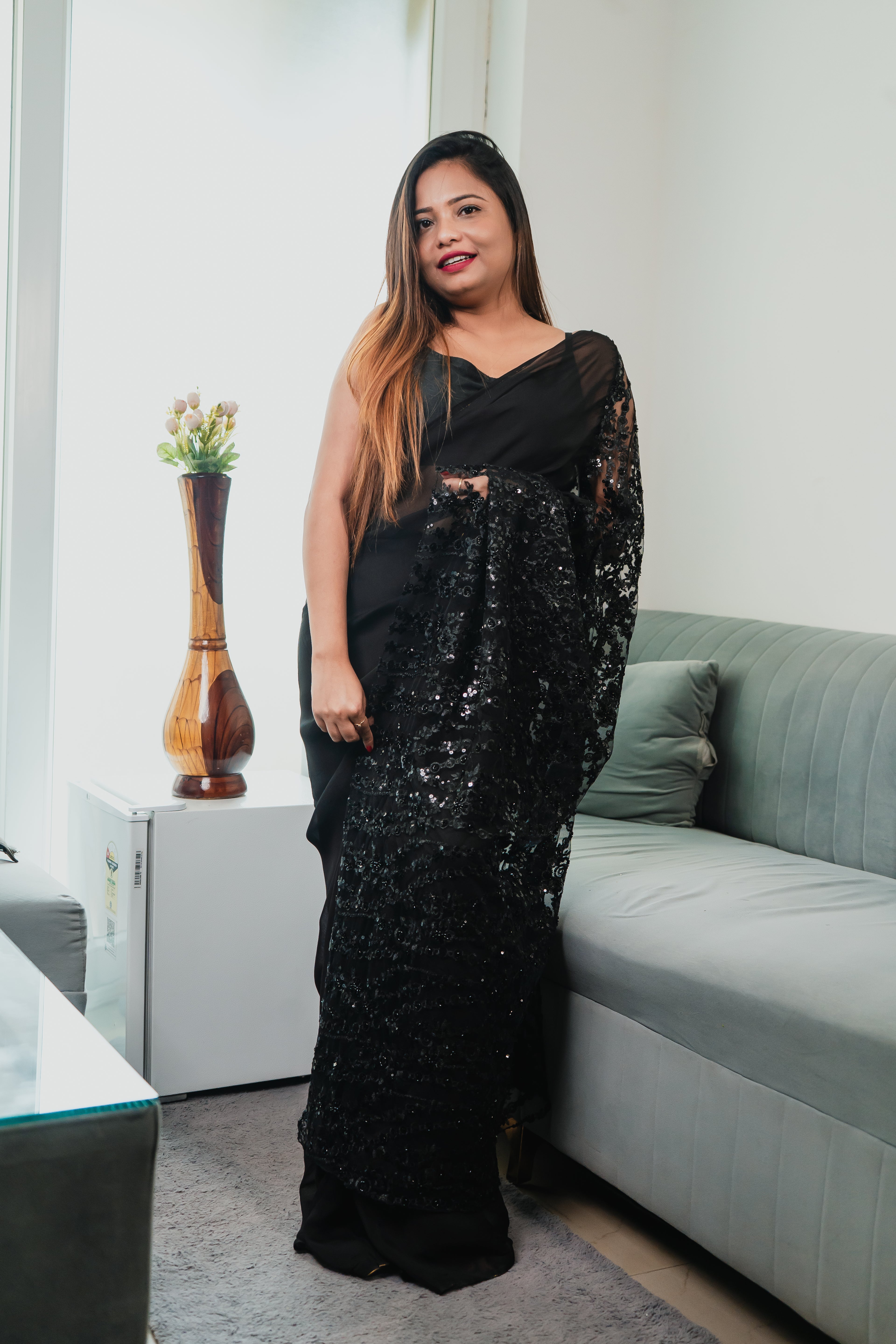 Pre-Stitched Organza Saree