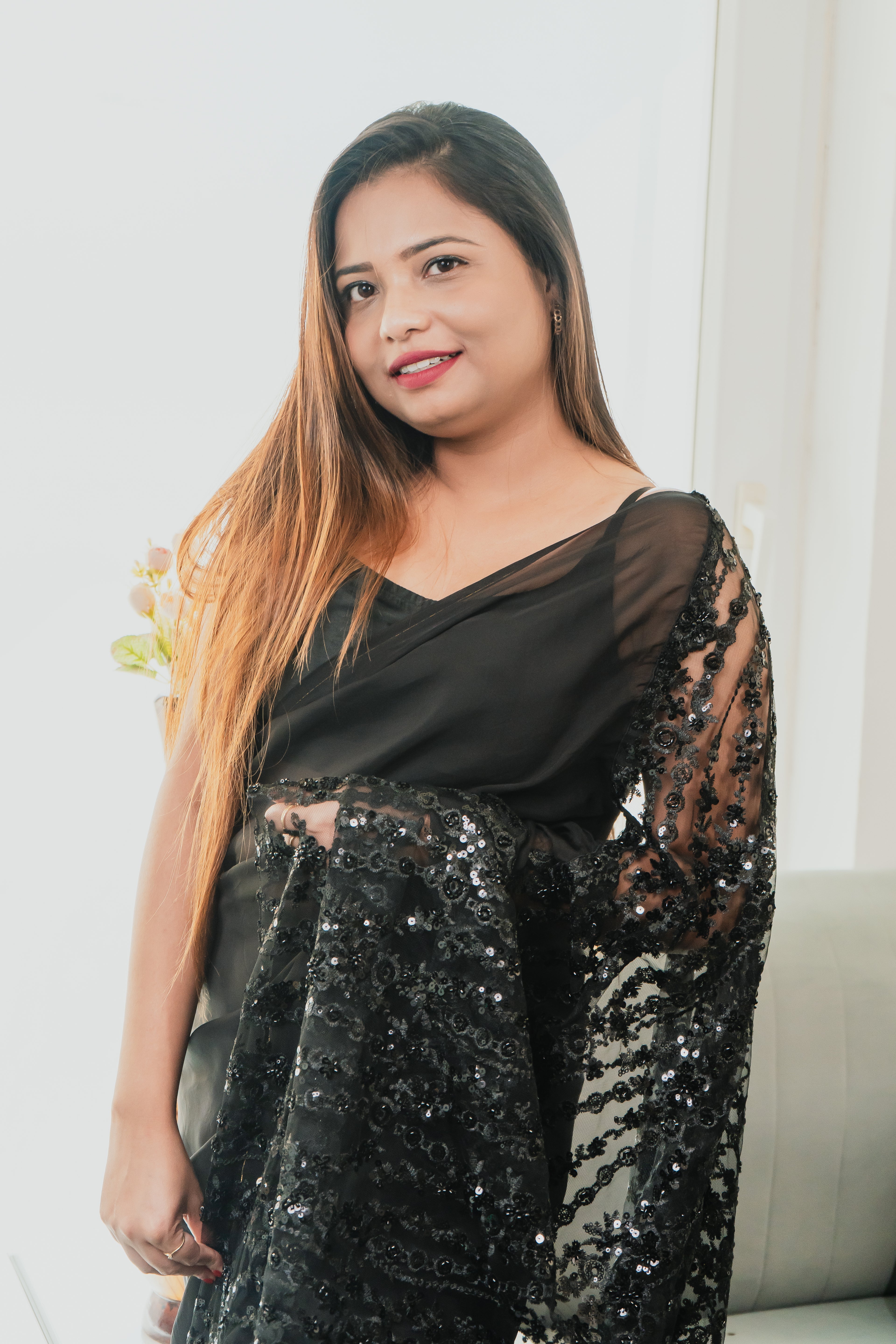 Pre-Stitched Organza Saree