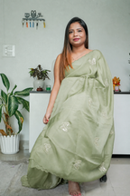 Butterfly Organza Saree – Sage Green
