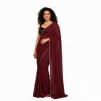 Noor Pearl Chiffon Saree Collection - Wine Red
